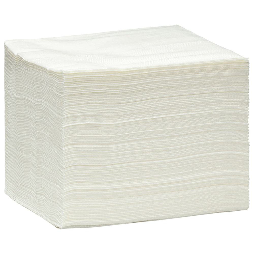 Stack of white paper towels on a white background