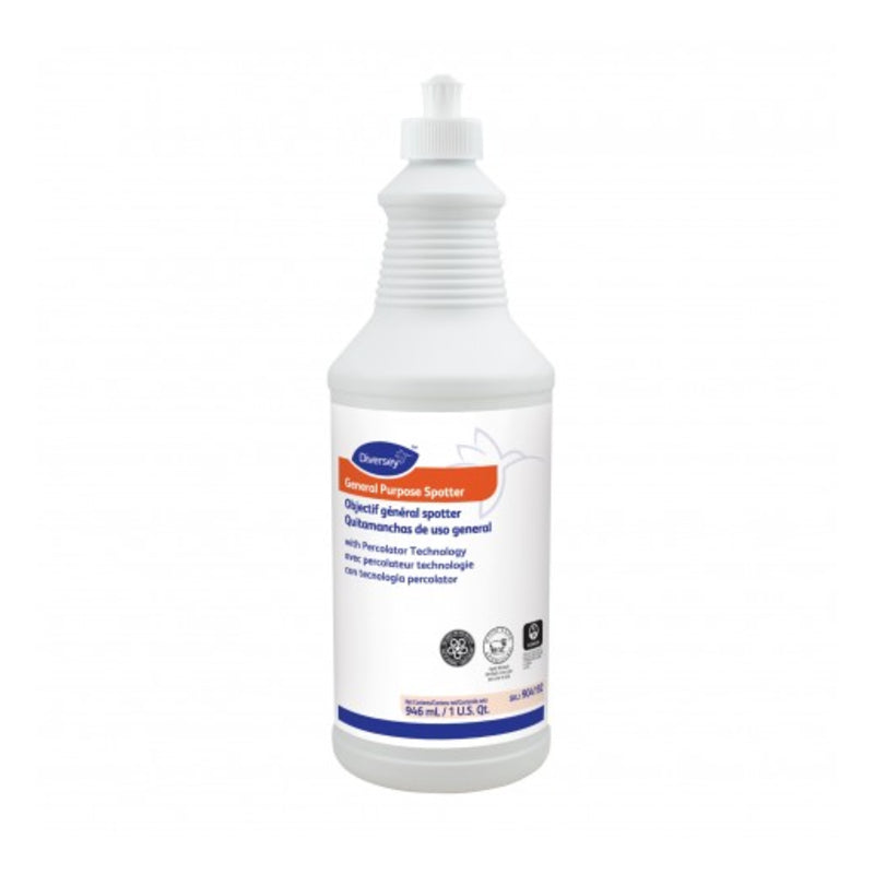 White spray bottle with a label on a white background