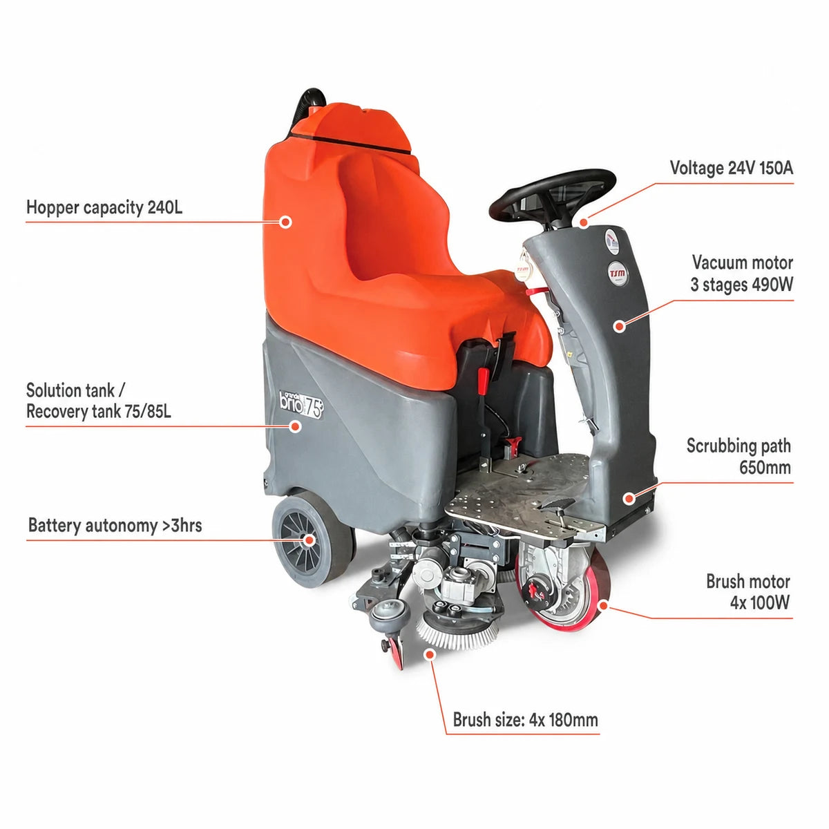 TSM Grande Brio Ride On 75-650 Scrubber
