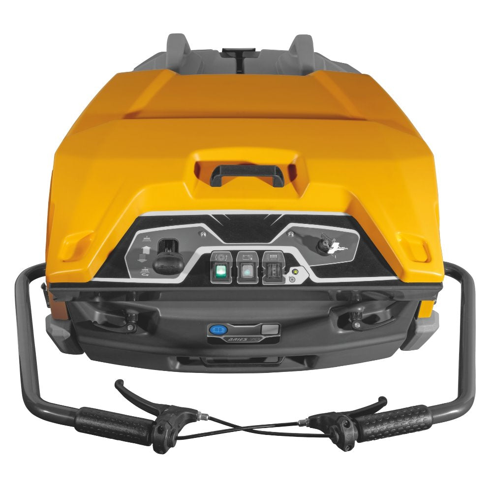 Yellow and black Adiatek Sweeper on a white background