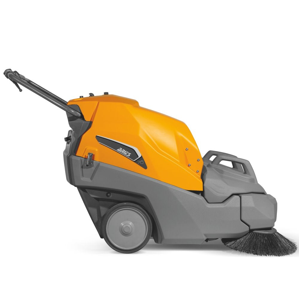 Orange and gray Adiatek Aries 70 Sweeper on a white background