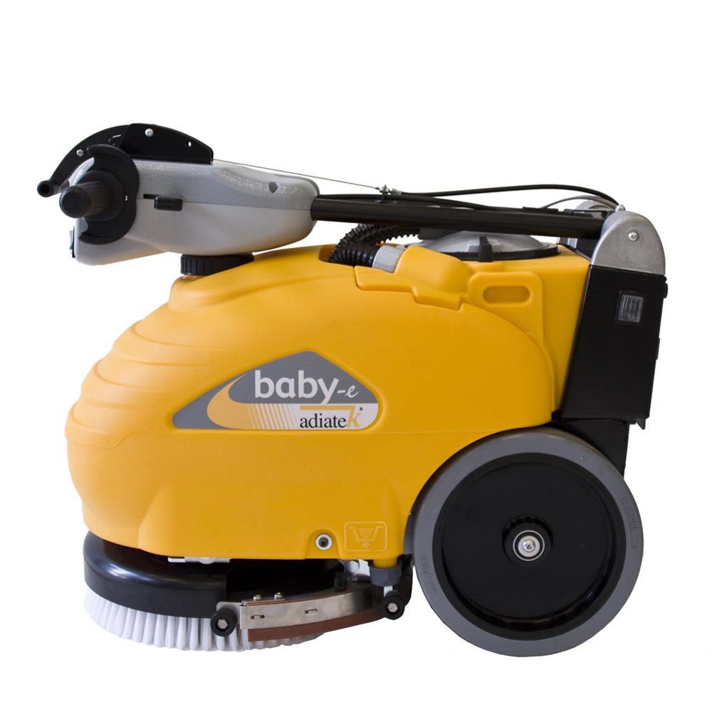 Yellow Adiatek Baby-e 33cm Floor Scrubber Corded on a white background