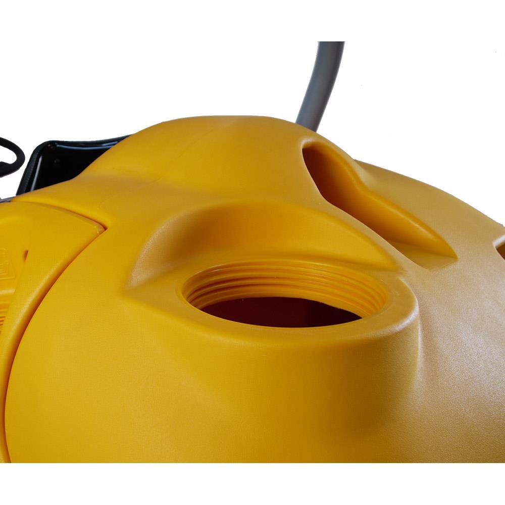 Close-up of a yellow Adiatek Diamond 100s Ride On plastic component with a threaded hole on a white background