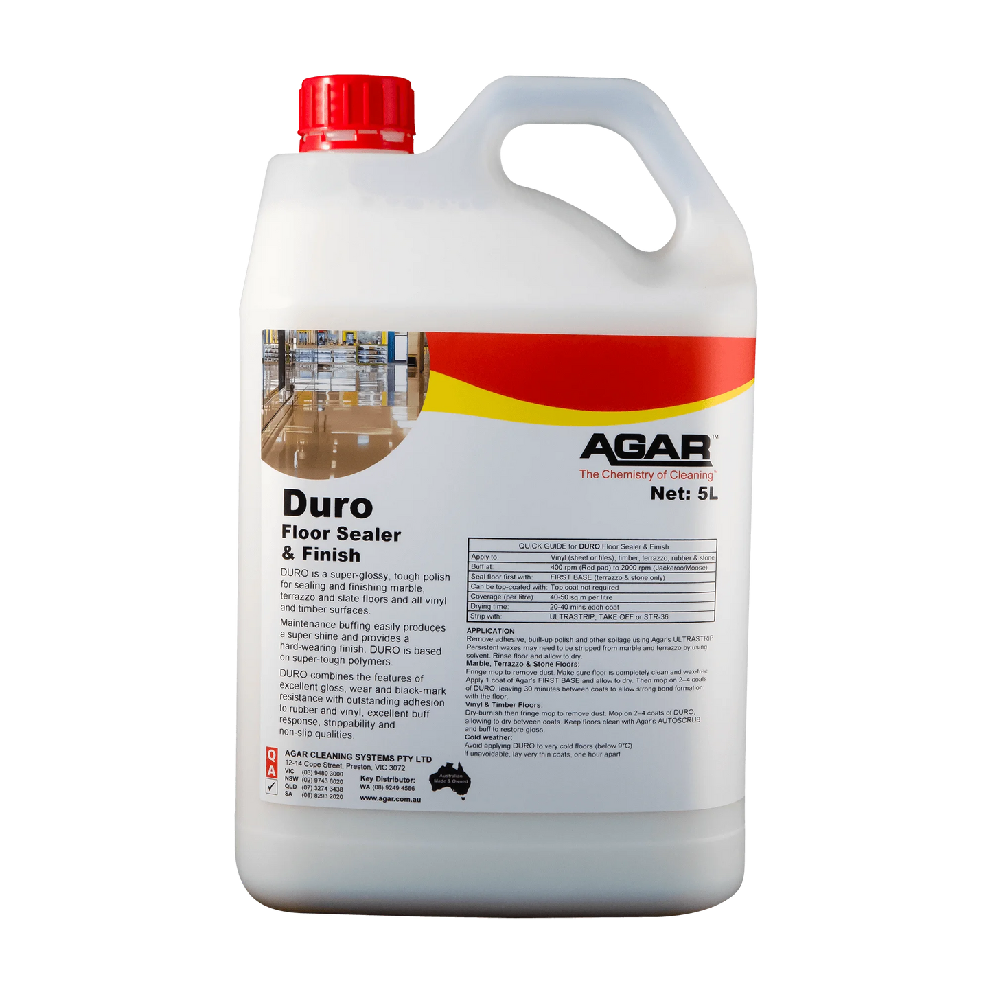 Agar Duro floor sealer and finisher bottle on a white background