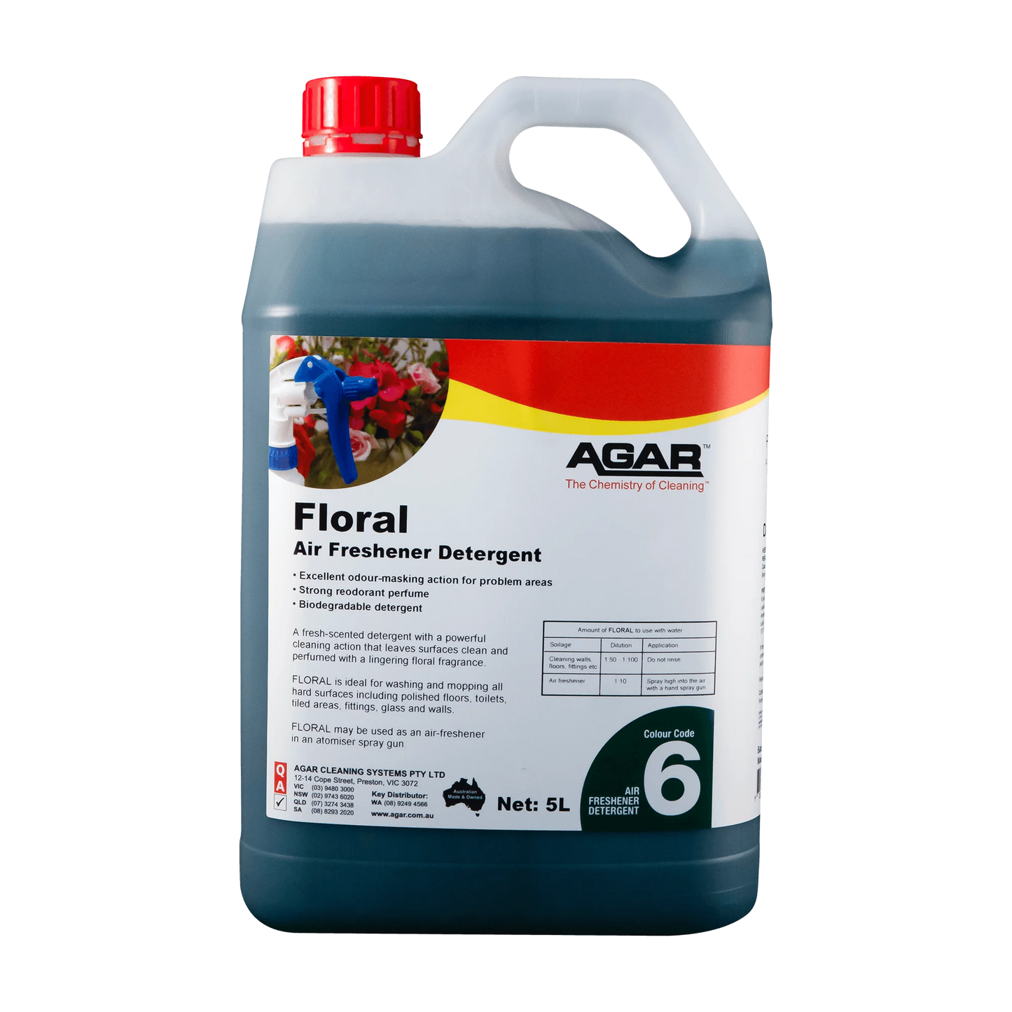 5-liter container of Agar Floral Air Freshener Detergent on a white background