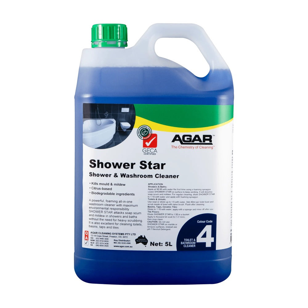 Agar Shower Star shower and washroom cleaner container on a white background