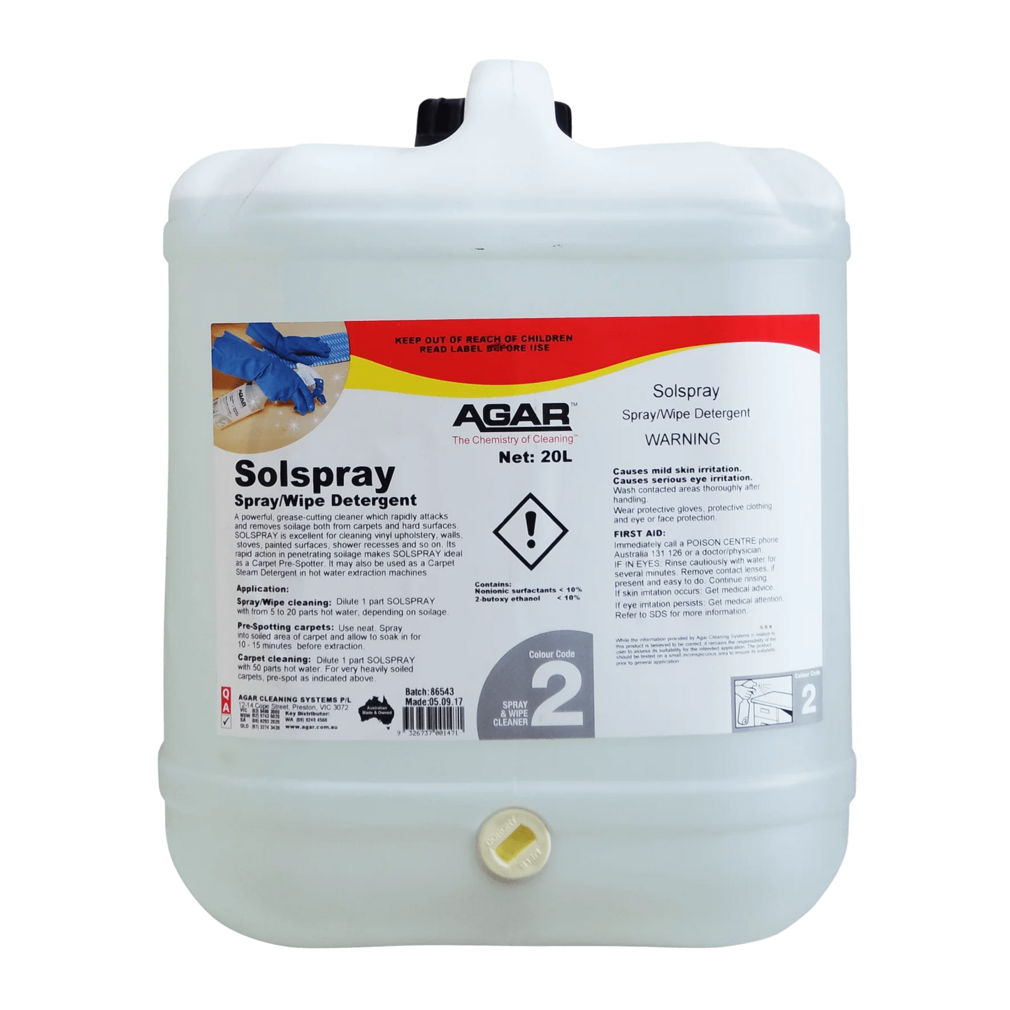Large container of Agar Solspray on a white background