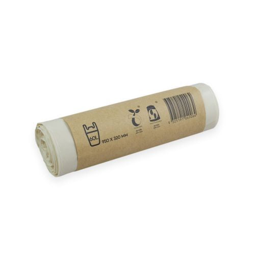 Roll of paper with environmental icons and a barcode on a white background