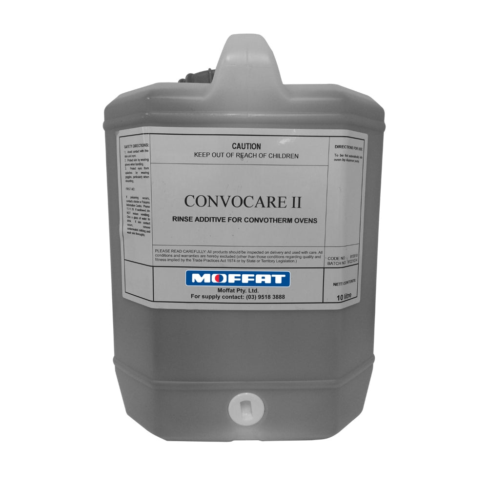 Gray chemical container with Moffat label on a white background