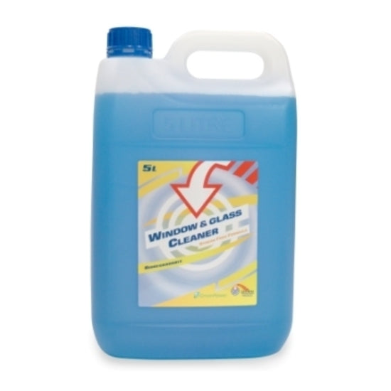 Blue container of window and glass cleaner on a white background