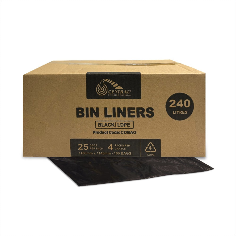 CCS 240L Bin Liners Black - 100 Bags per Pack