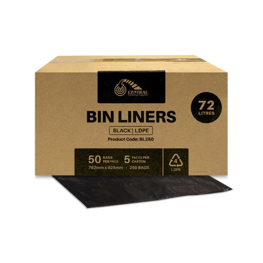 CCS 72L Bin Liners Black - 250 Bags per Box