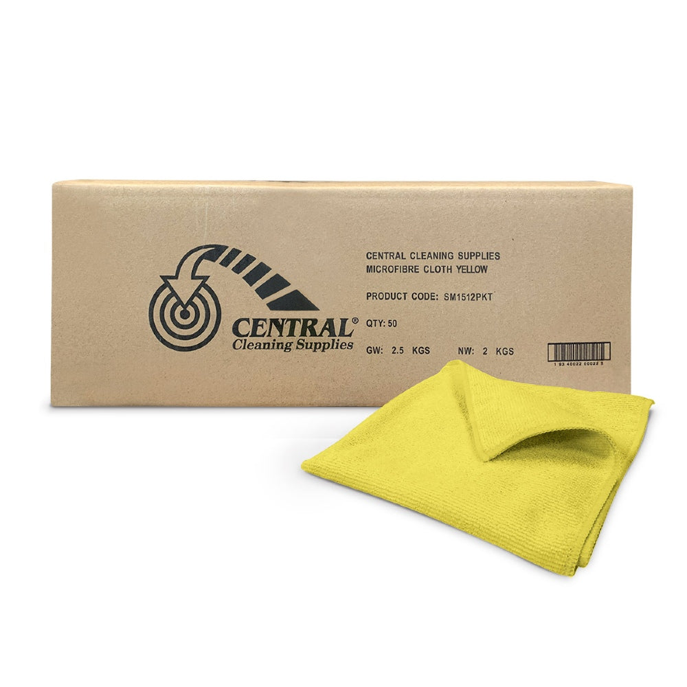 CCS Microfibre Cleaning Cloth Yellow 50 Pack