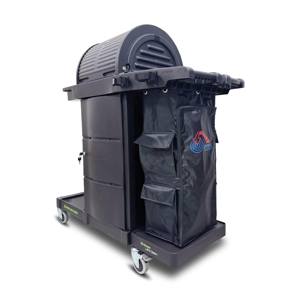 CCS Premium Janitor Cart with Hood on a white background