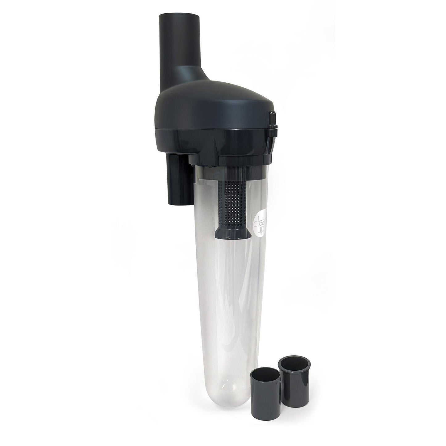 Black and clear vacuum cleaner attachment on a white background