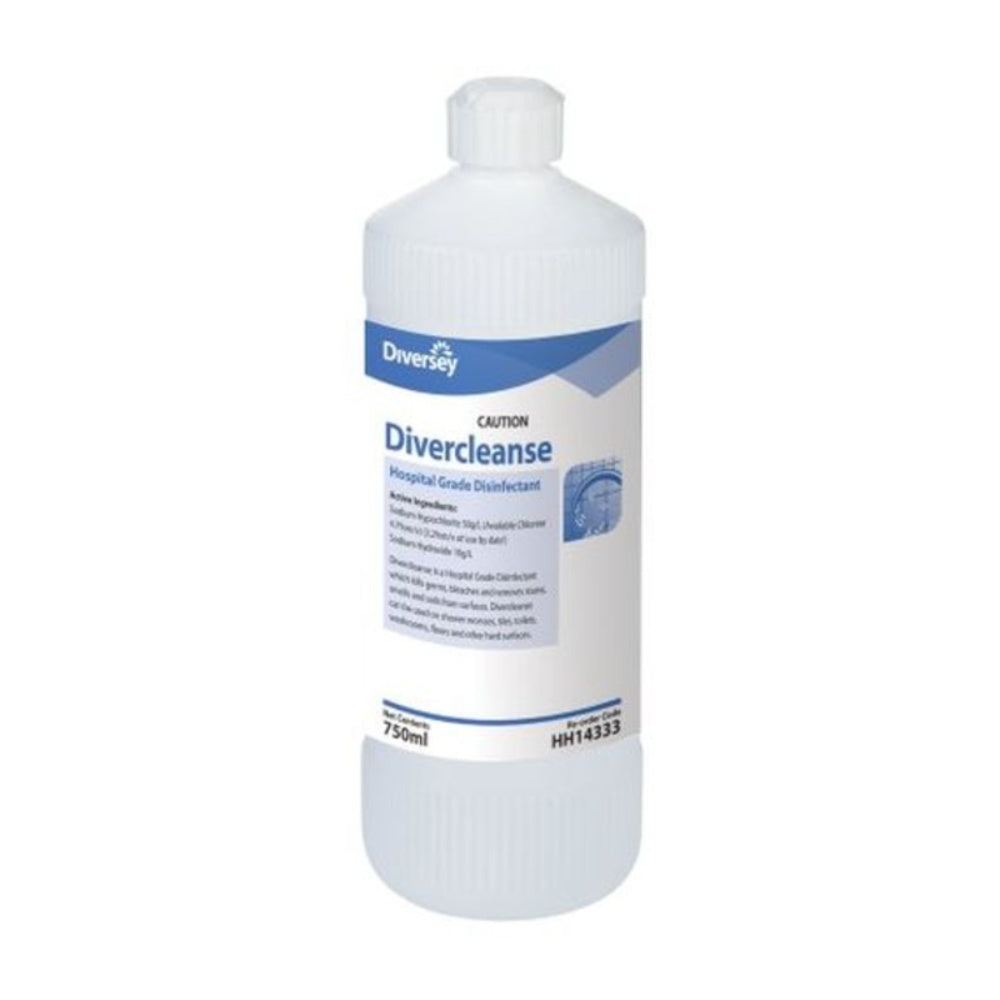 Bottle of Divercleanse disinfectant with Diversey branding on a white background
