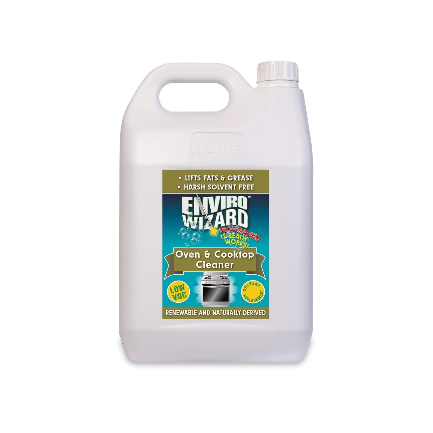 Enviro Wizard oven and cooktop cleaner bottle on a white background