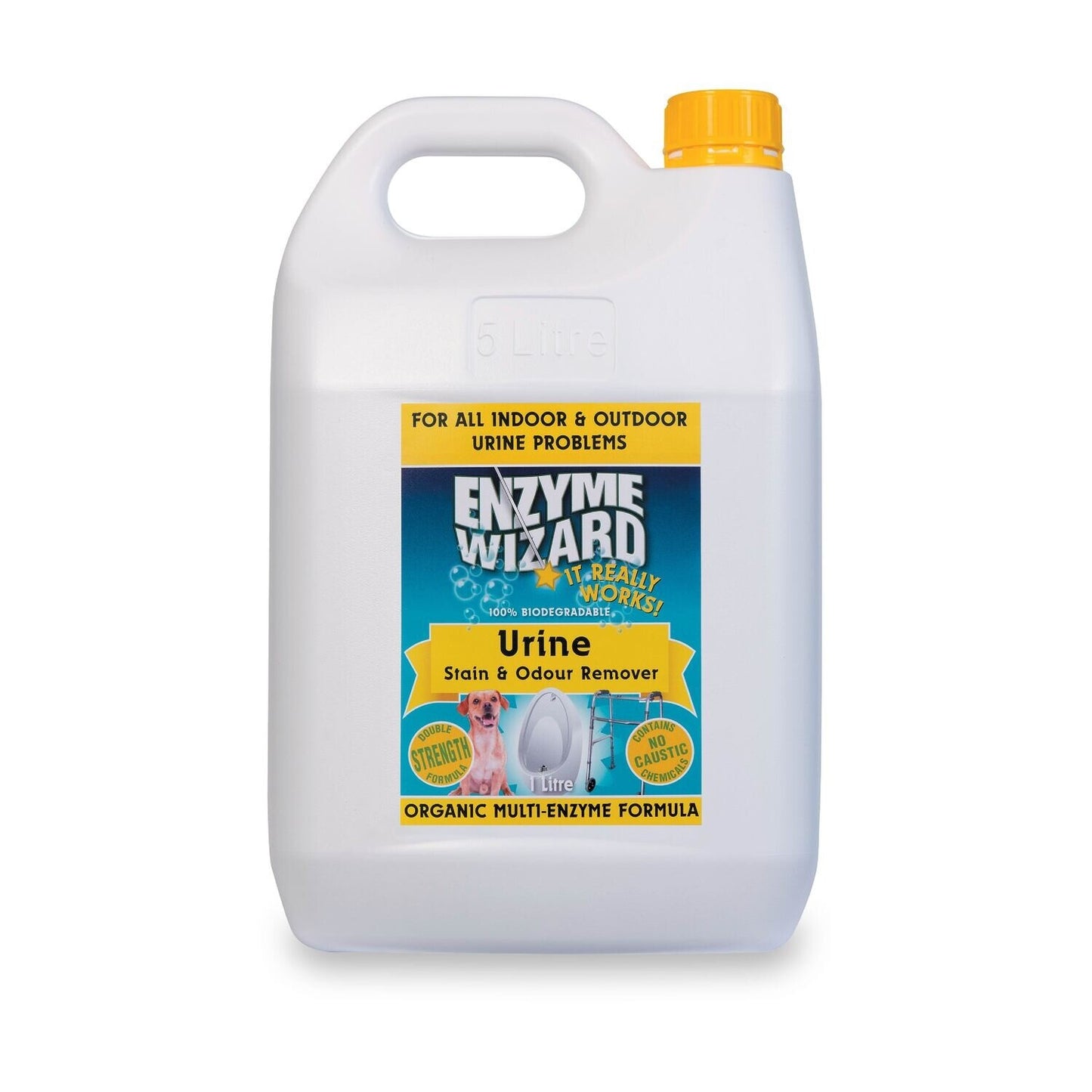Enzyme Wizard urine stain and odor remover container on a white background