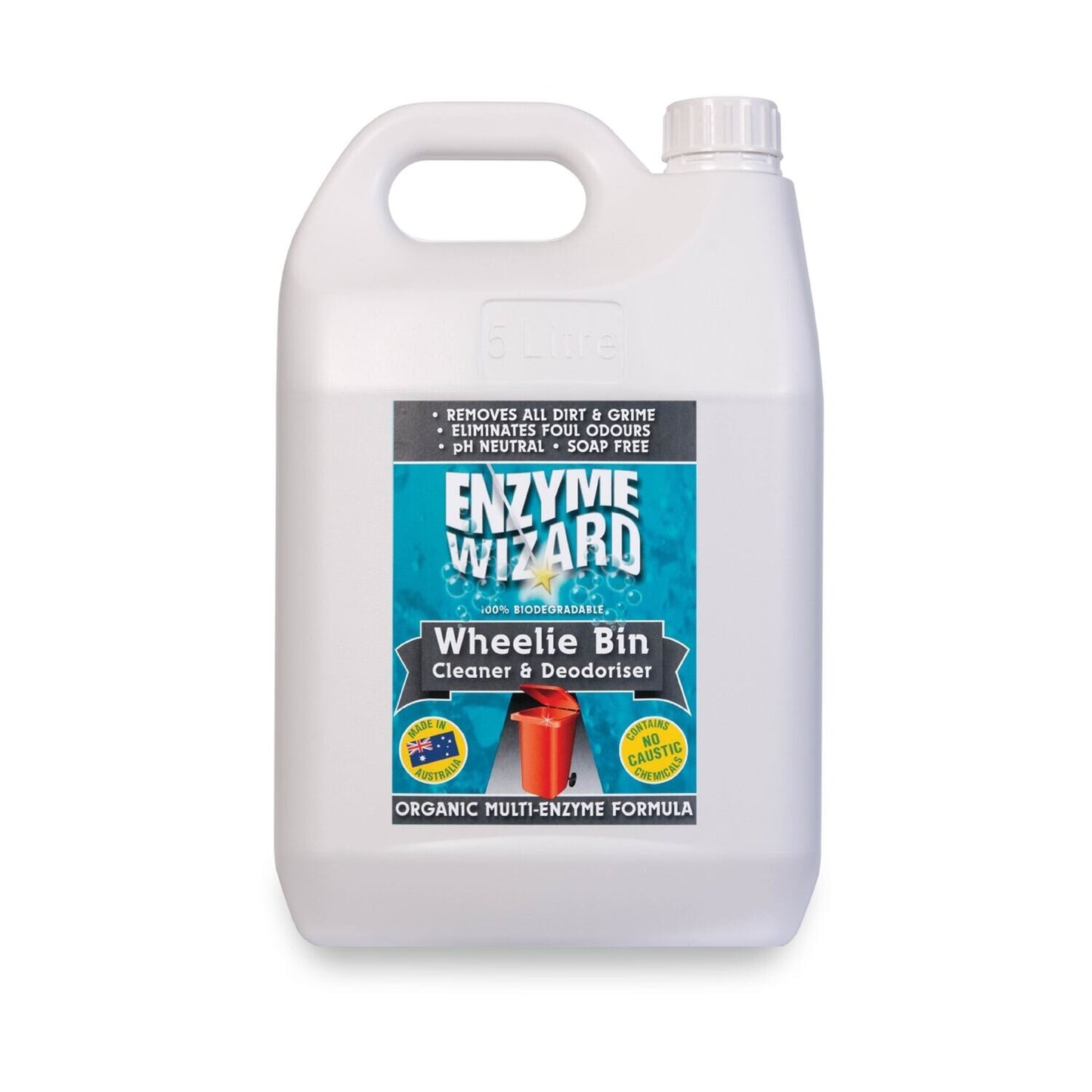 Enzyme Wizard wheelie bin cleaner and deodoriser bottle on a white background