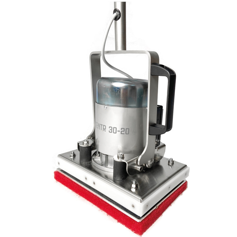 Excentr 30-20 Floor Scrubber Polisher cleaning machine with red pad on a white background
