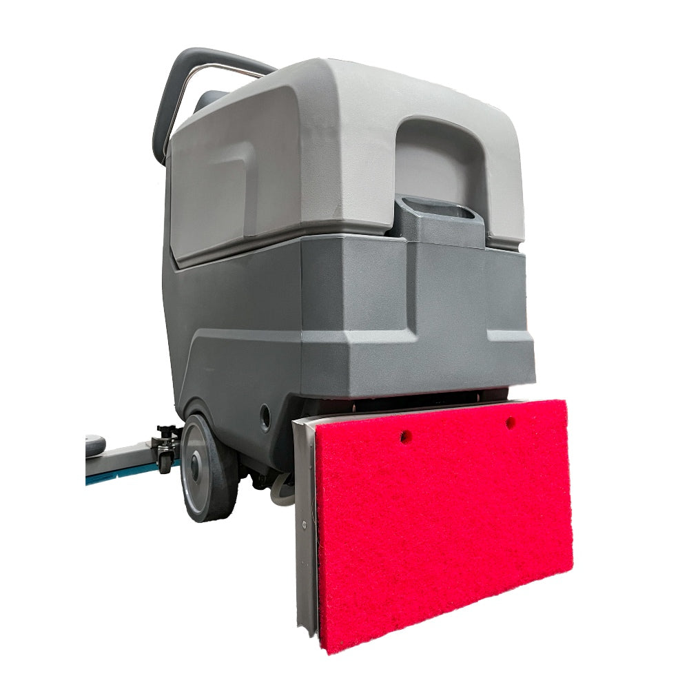 Gray Excentr Daily 45-40 Scrubber machine with a red pad on a white background
