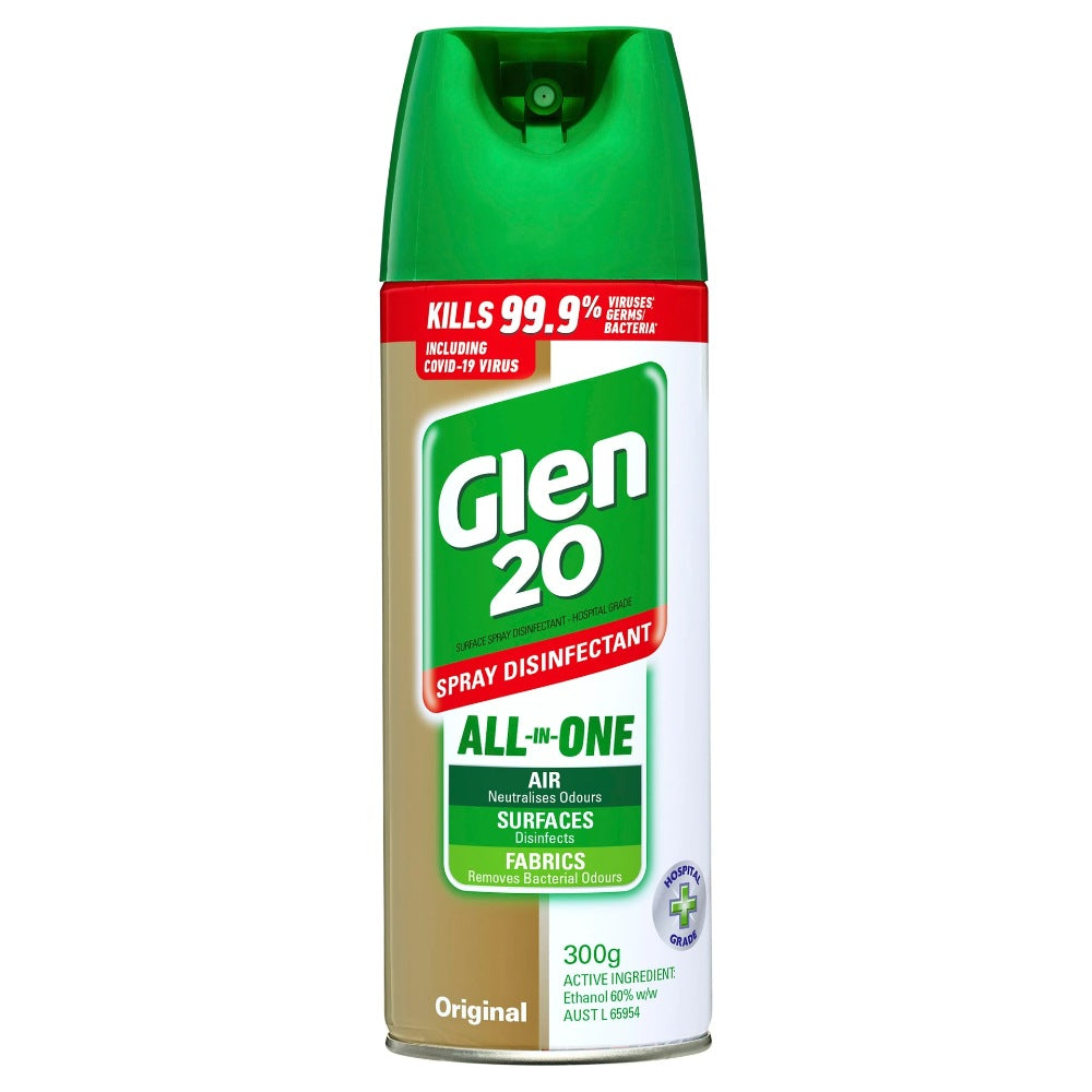 Glen 20 spray disinfectant can on a white background
