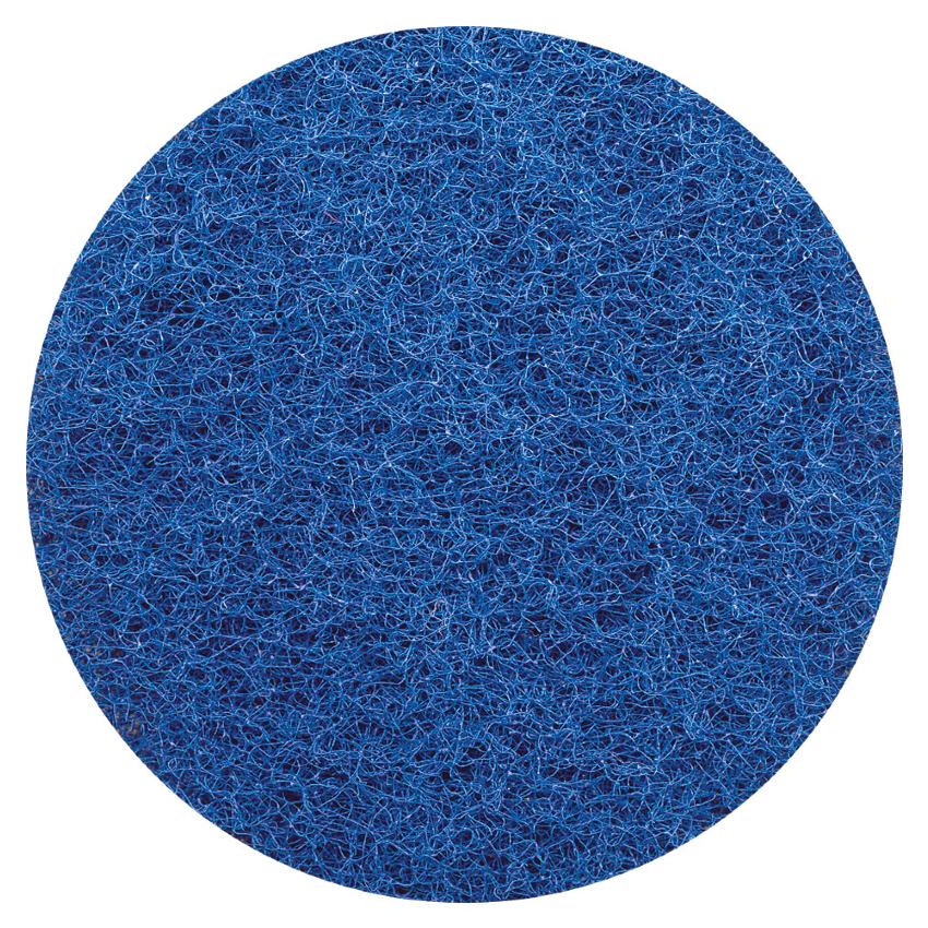 Round blue textured floor cleaning pad on a white background