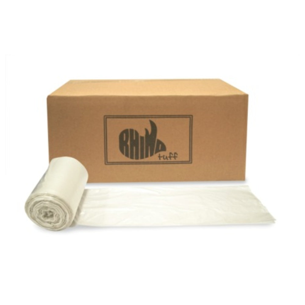 Roll of white cloth with a cardboard box featuring 'Rhino Tuff' branding on a white background