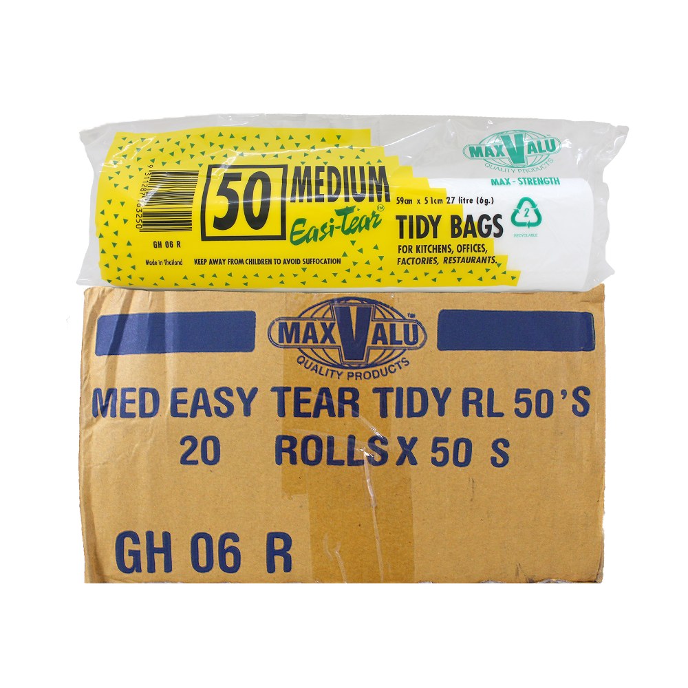 Packaging of MaxValu tidy bags with a cardboard box