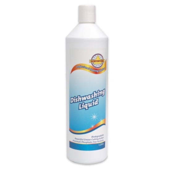 Bottle of dishwashing liquid on a white background