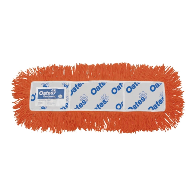 Orange dust mop with Oates branding on a white background