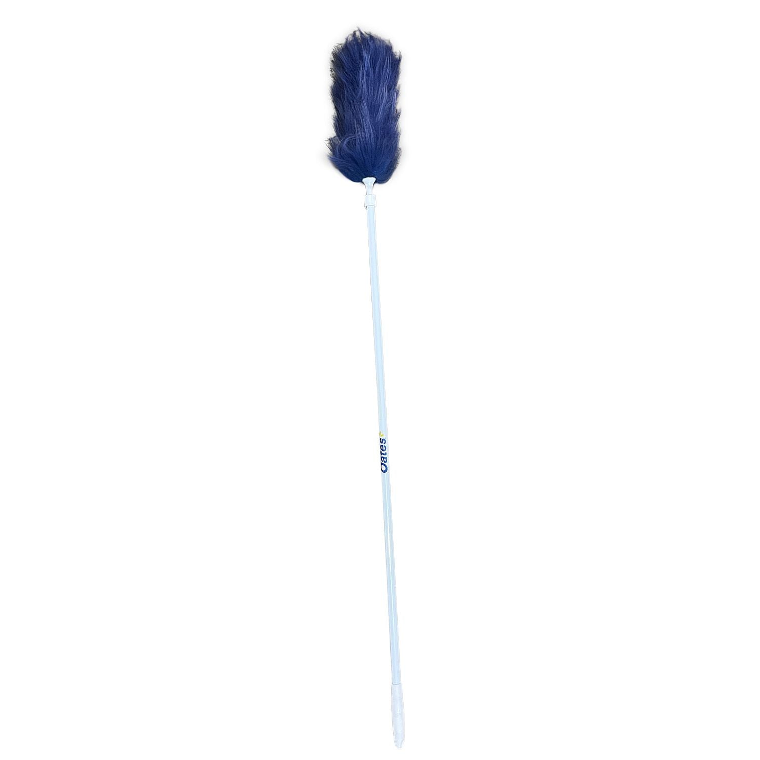 Blue feather duster on a white background
