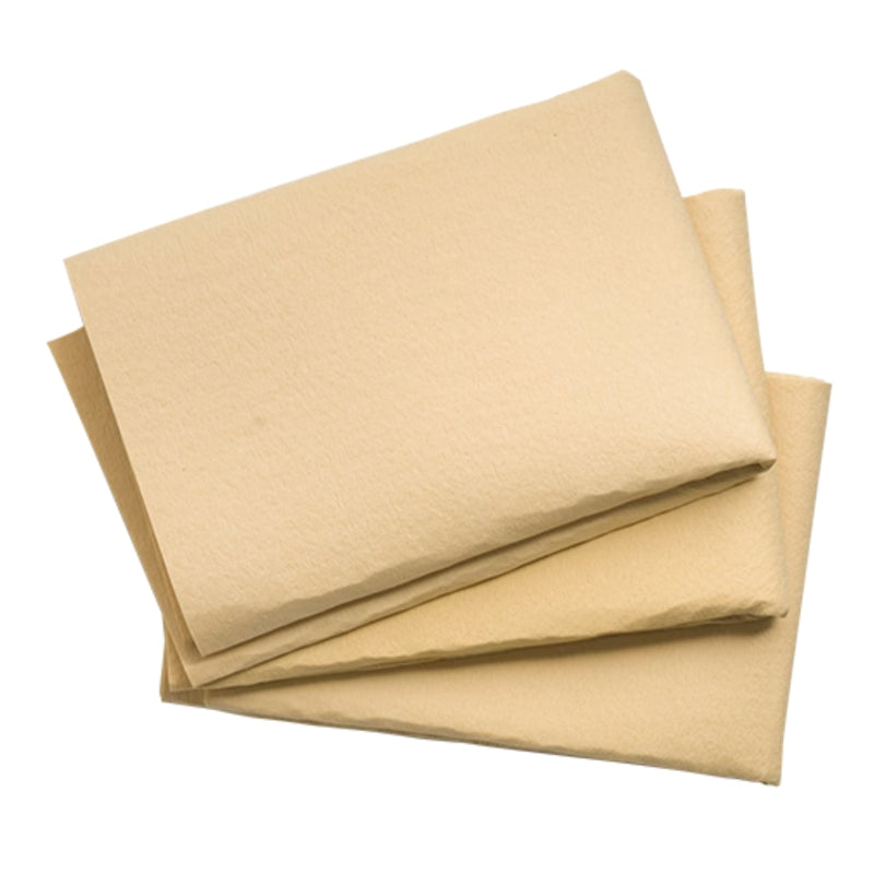 Three beige cloths stacked on a white background