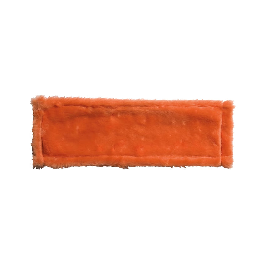Orange dust mop refill on a white background