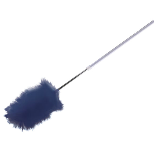 Blue feather duster on a white background