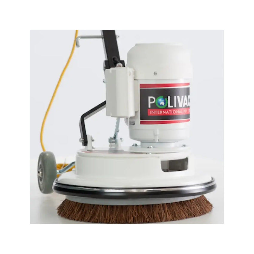 Floor polishing machine with POLIVAC branding on a white background