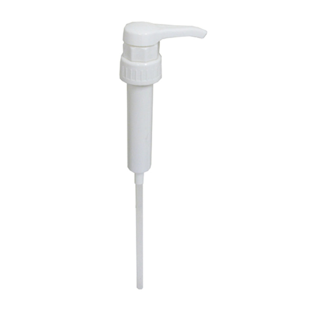 White plastic pump dispenser on a white background