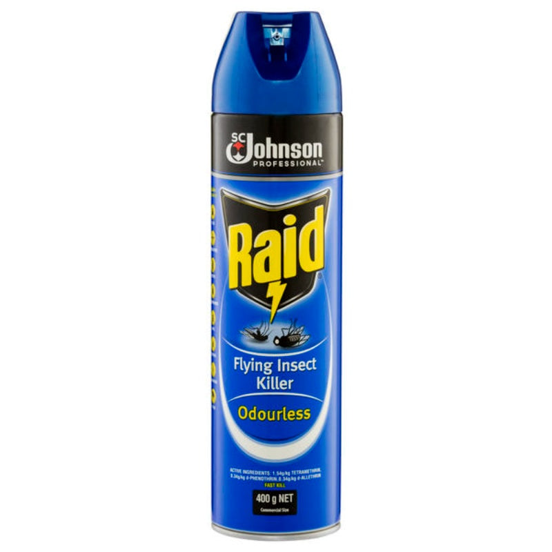 Raid flying insect killer can on a white background