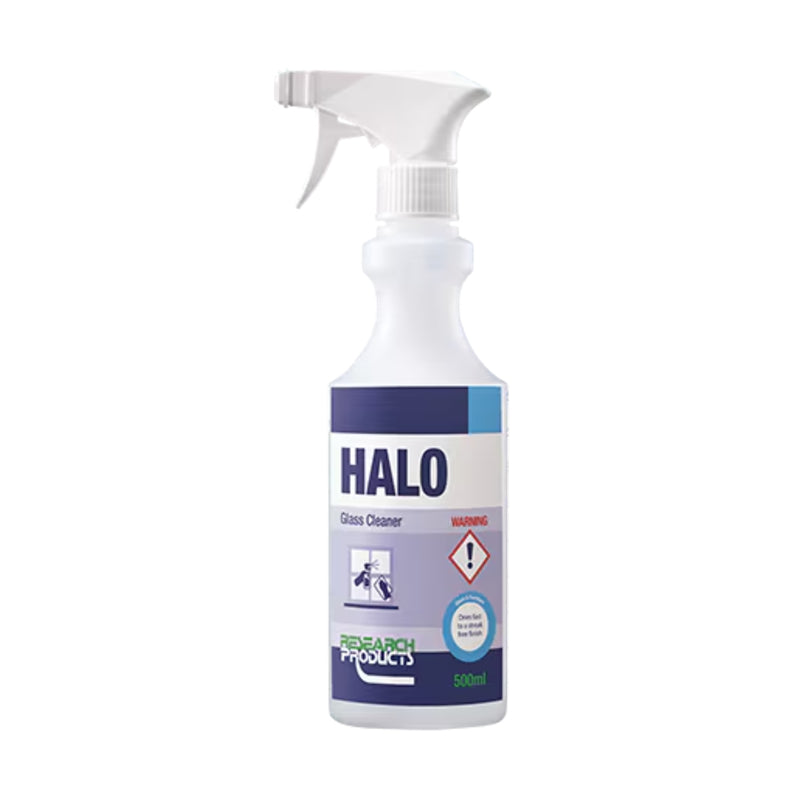 Spray bottle labeled 'HALO' on a white background