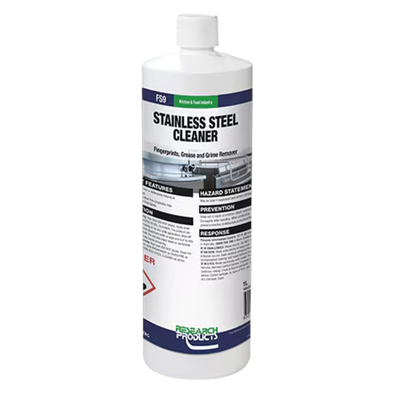 Bottle of stainless steel cleaner on a white background