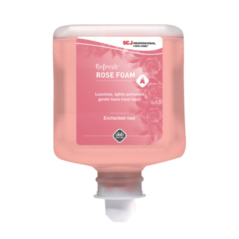 SC Johnson rose foam hand wash with a visible label on a white background