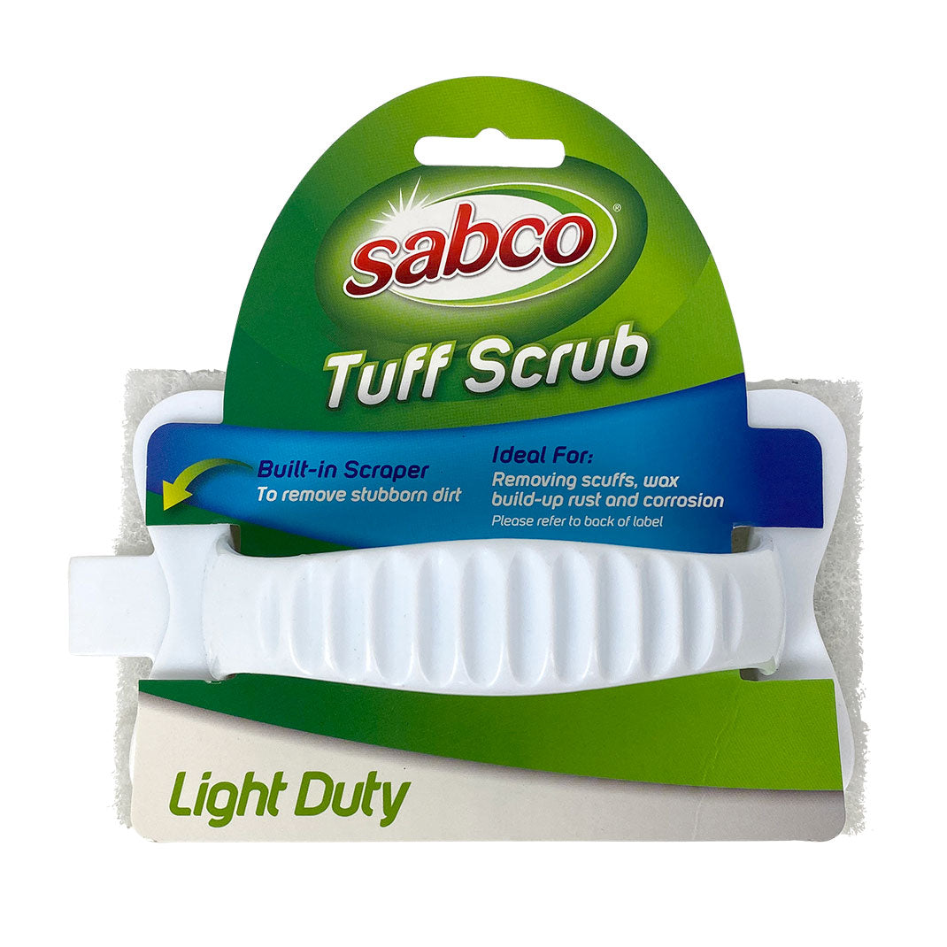 Sabco Tuff Scrub scrubber with packaging on a white background