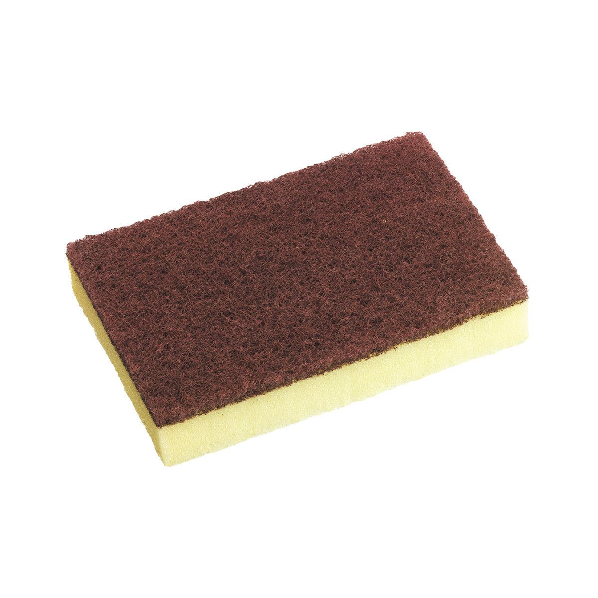 Brown and yellow scrubber on a white background