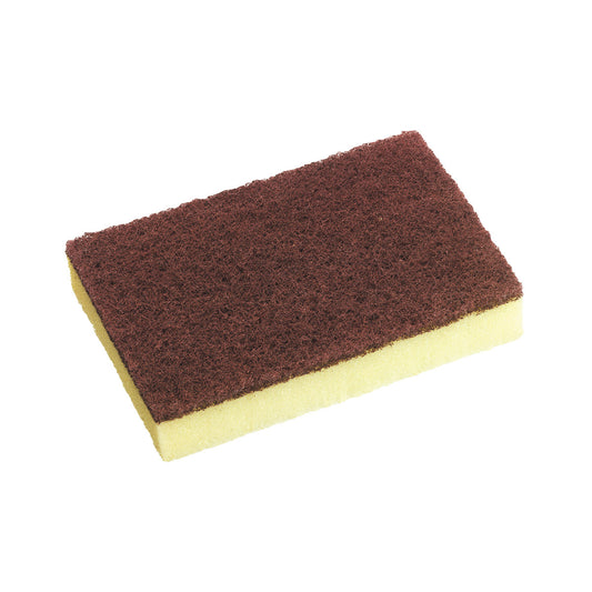 Brown and yellow scrubber on a white background