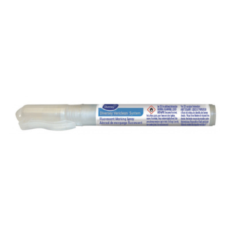 White marker with blue label on a white background