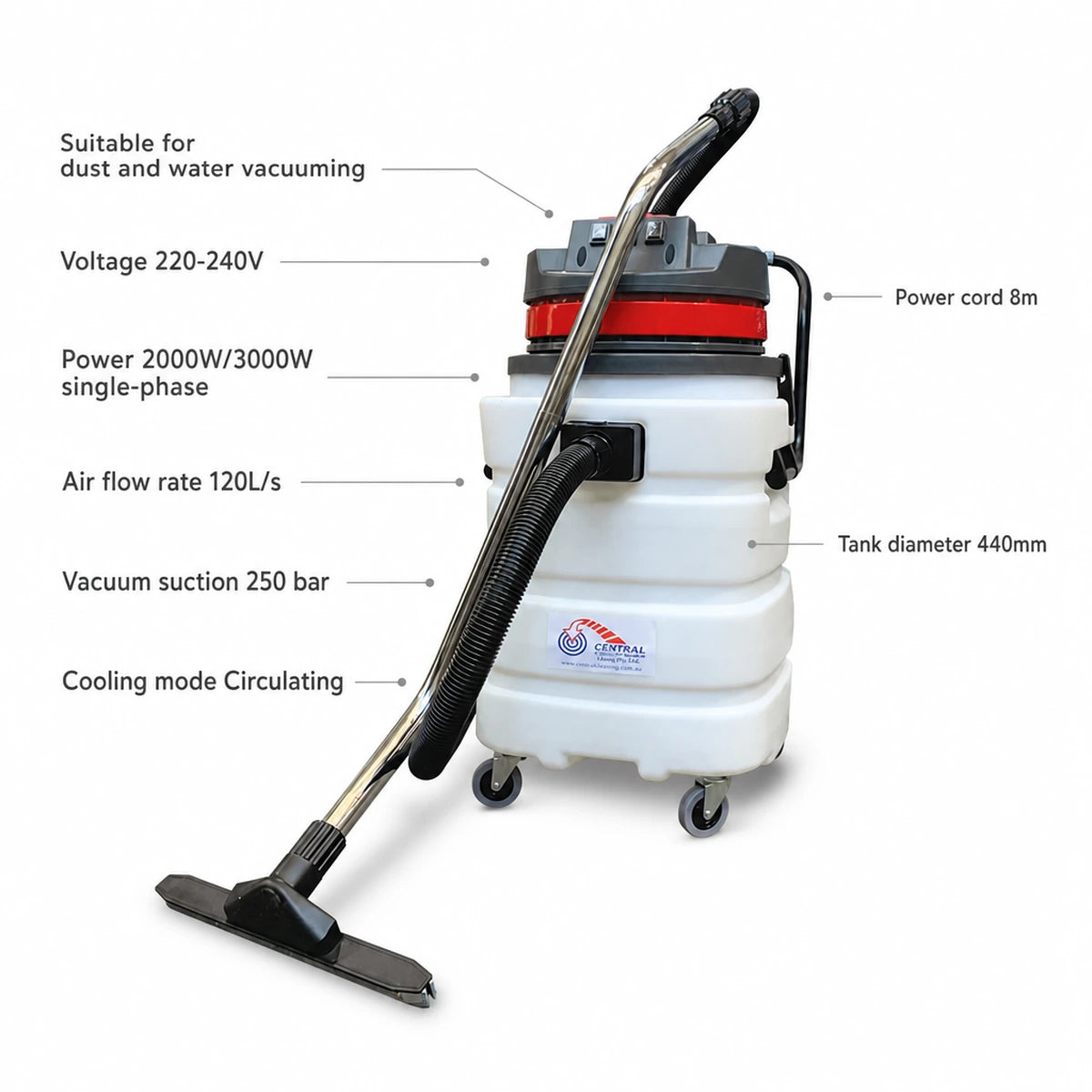 CCS 3 Motor Vacuum Cleaner 90L