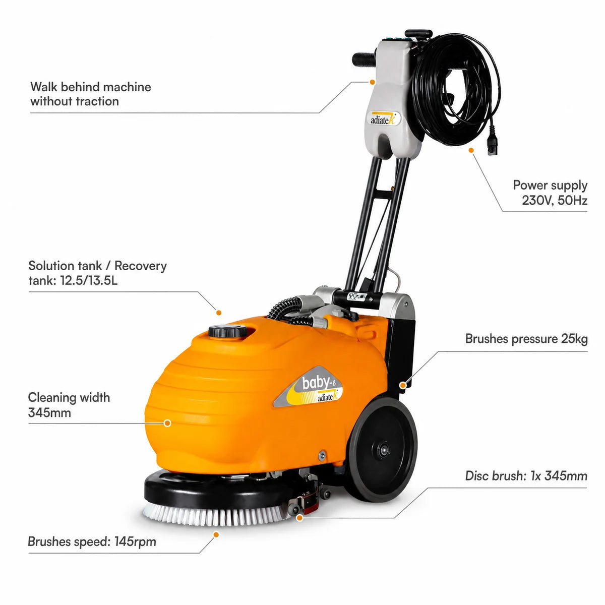 Adiatek Baby-e 33cm Floor Scrubber Corded