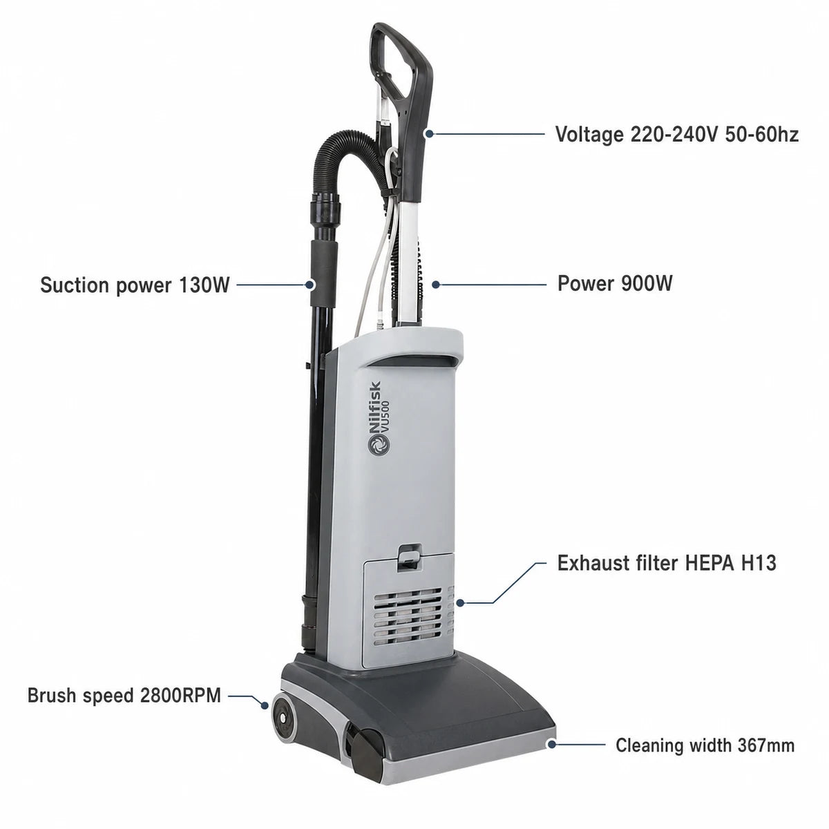 Nilfisk VU500 Upright Vacuum Cleaner 15"