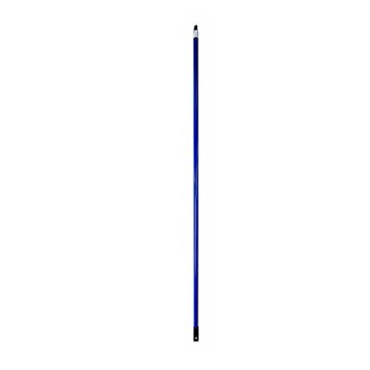 Blue broom handle with black tip on a white background
