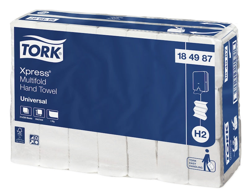 Tork Xpress multifold hand towel packaging on a white background